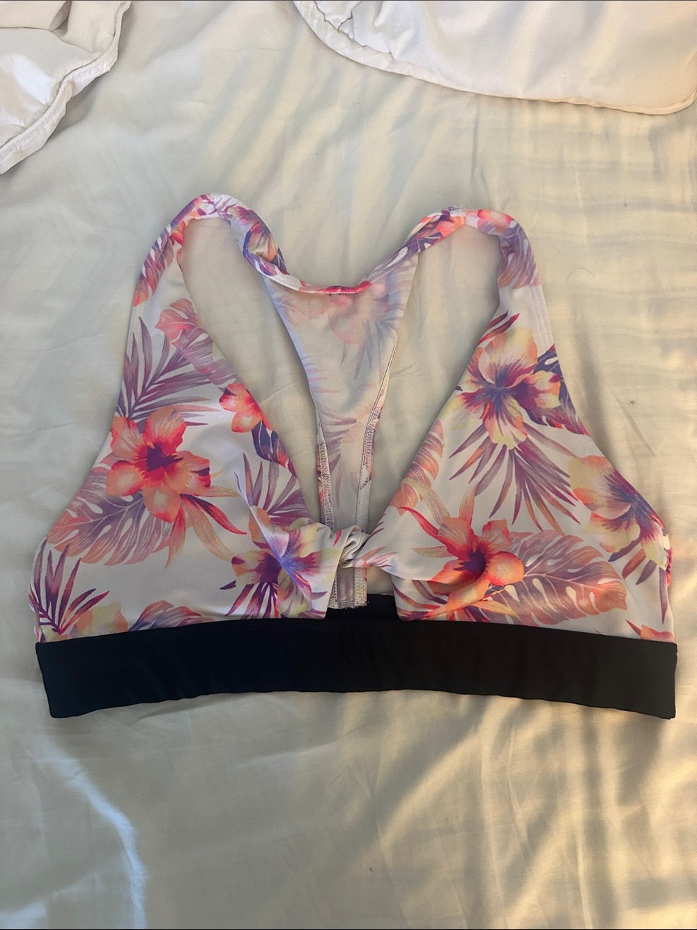 PINK Victoria's Secret Floral Racerback Sports Bra in Pink & Purple